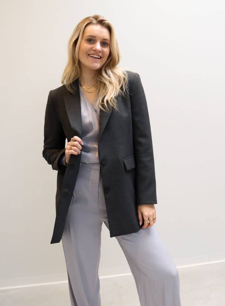 Slfrita ls relaxed blazer - dark grey melange