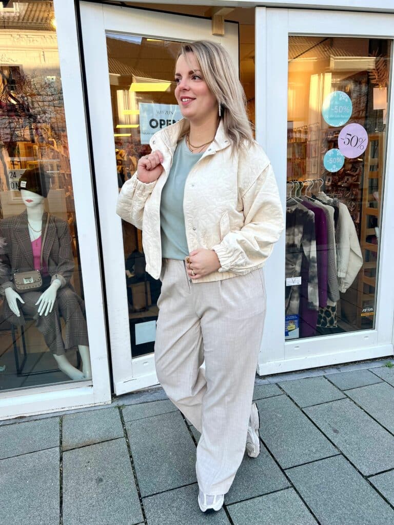 MSCHEdrea HW Long Pants - Oatmeal melange