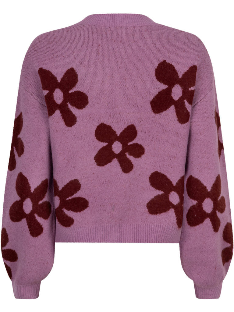 Knitted sweater Daisie - lilac/burgundy