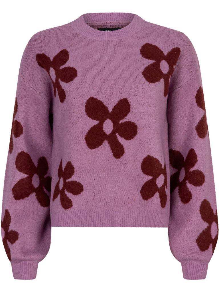 Knitted sweater Daisie - lilac/burgundy