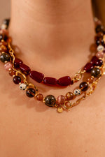 Burgundy necklace gold