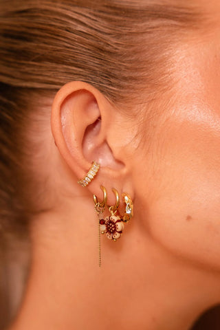 Burgundy flower hoop gold