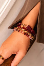 Burgundy small bracelet gold