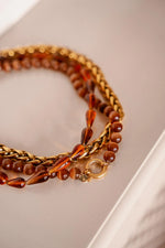 Brown drop necklace gold