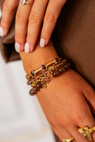 Brown cat eye bracelet gold