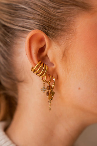 Diamond clover hoop gold