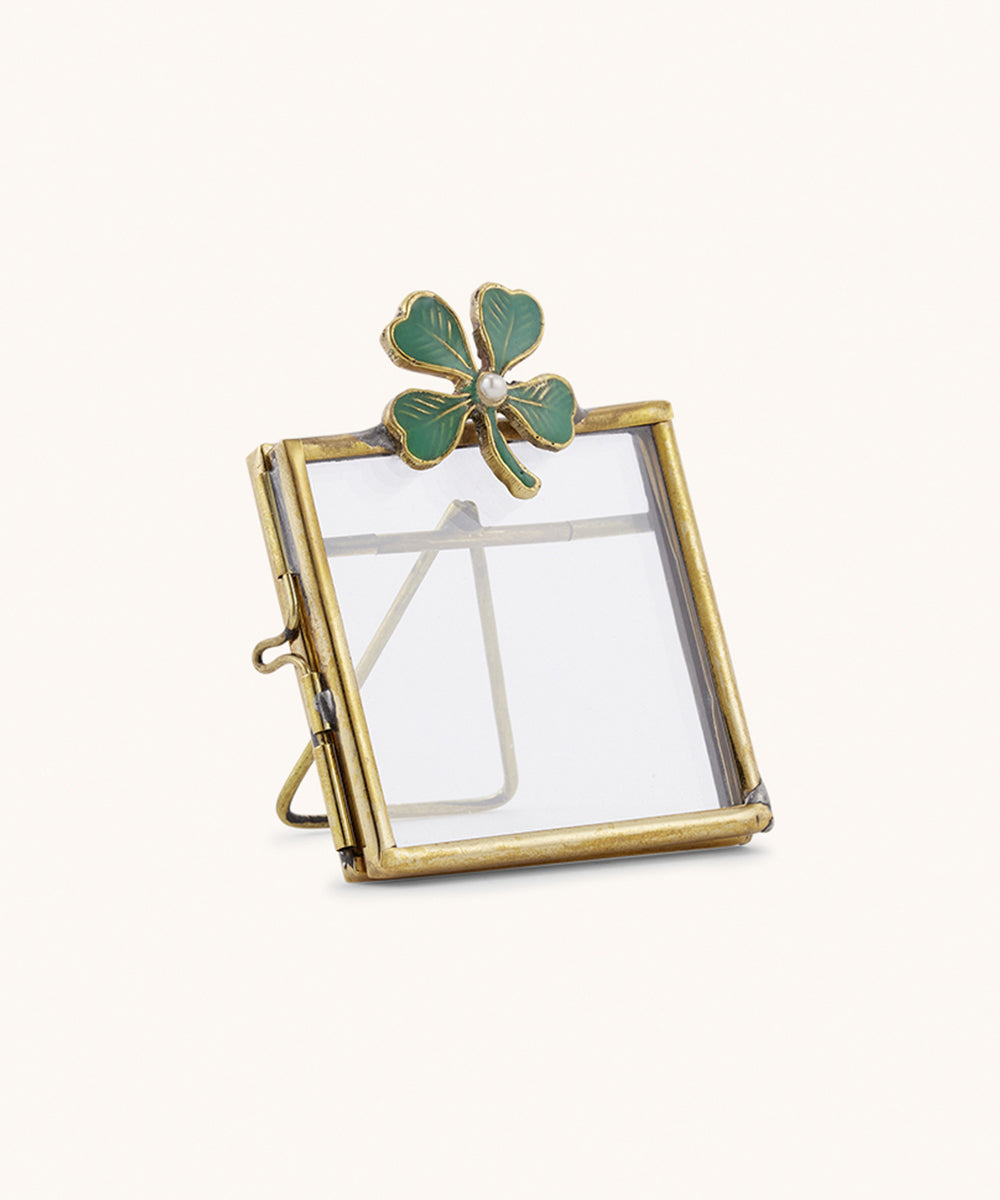 Lucky clover mini frame - green gold