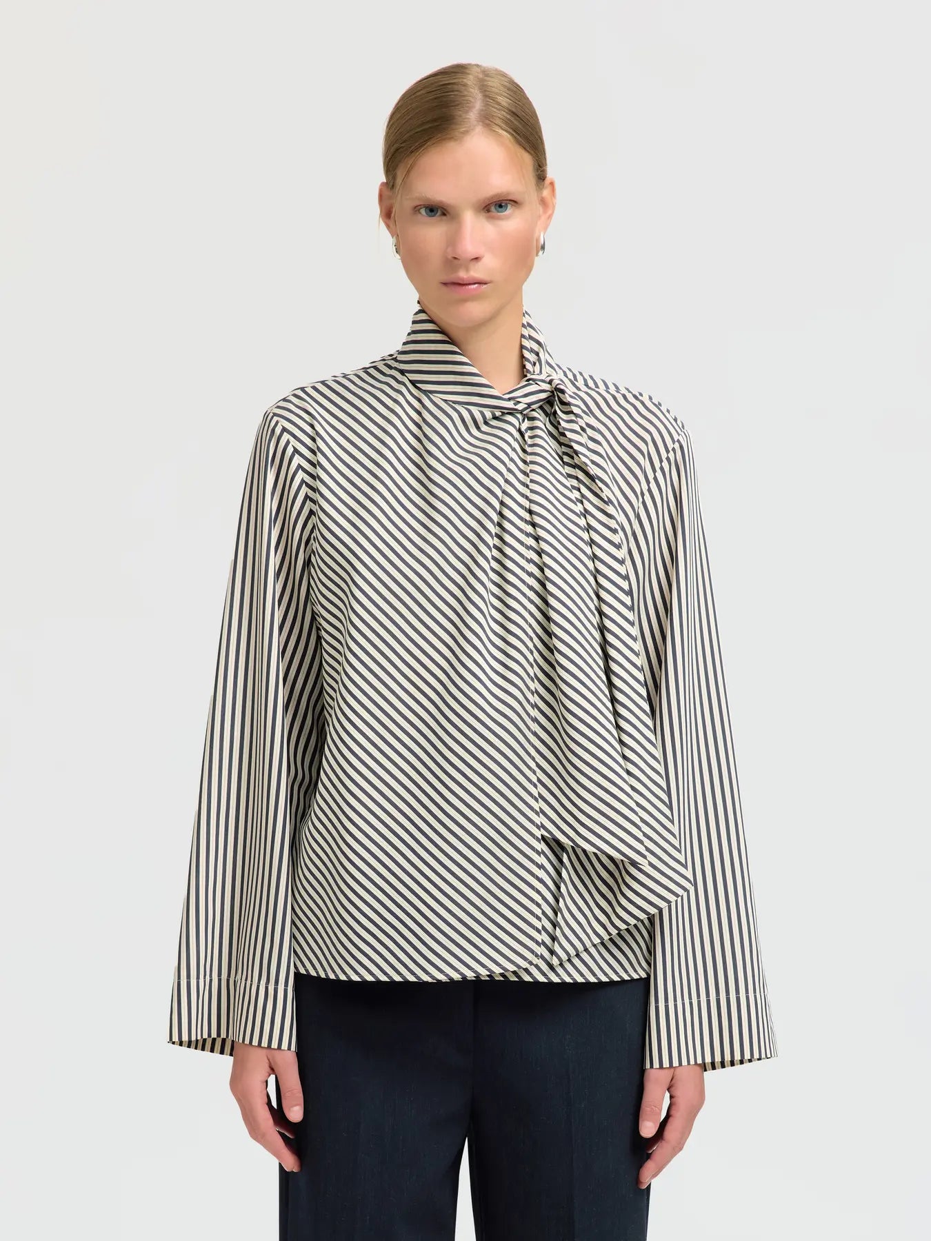 Slfcharlotte ls scarf top - angora stripe
