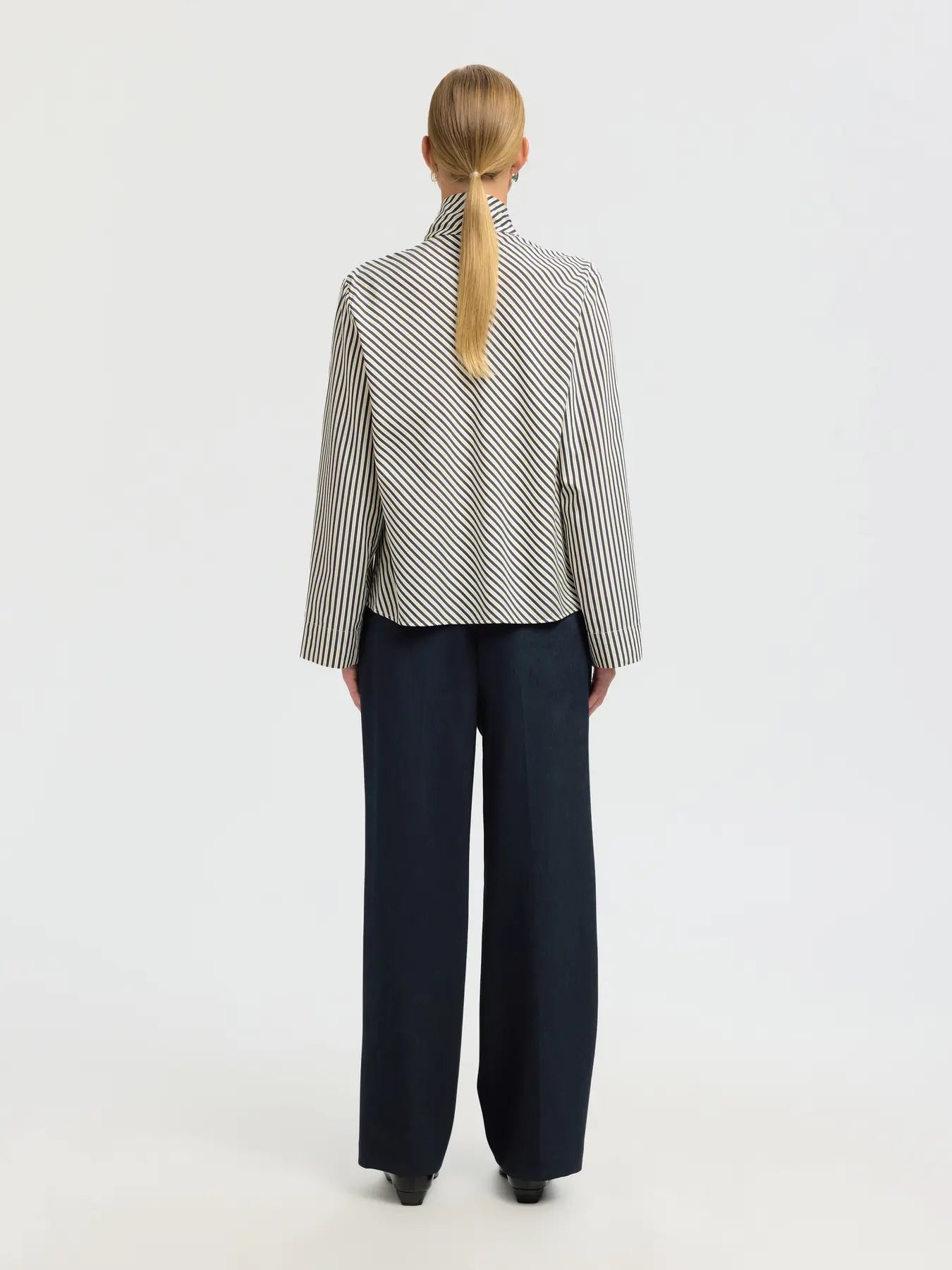 Slfcharlotte ls scarf top - angora stripe