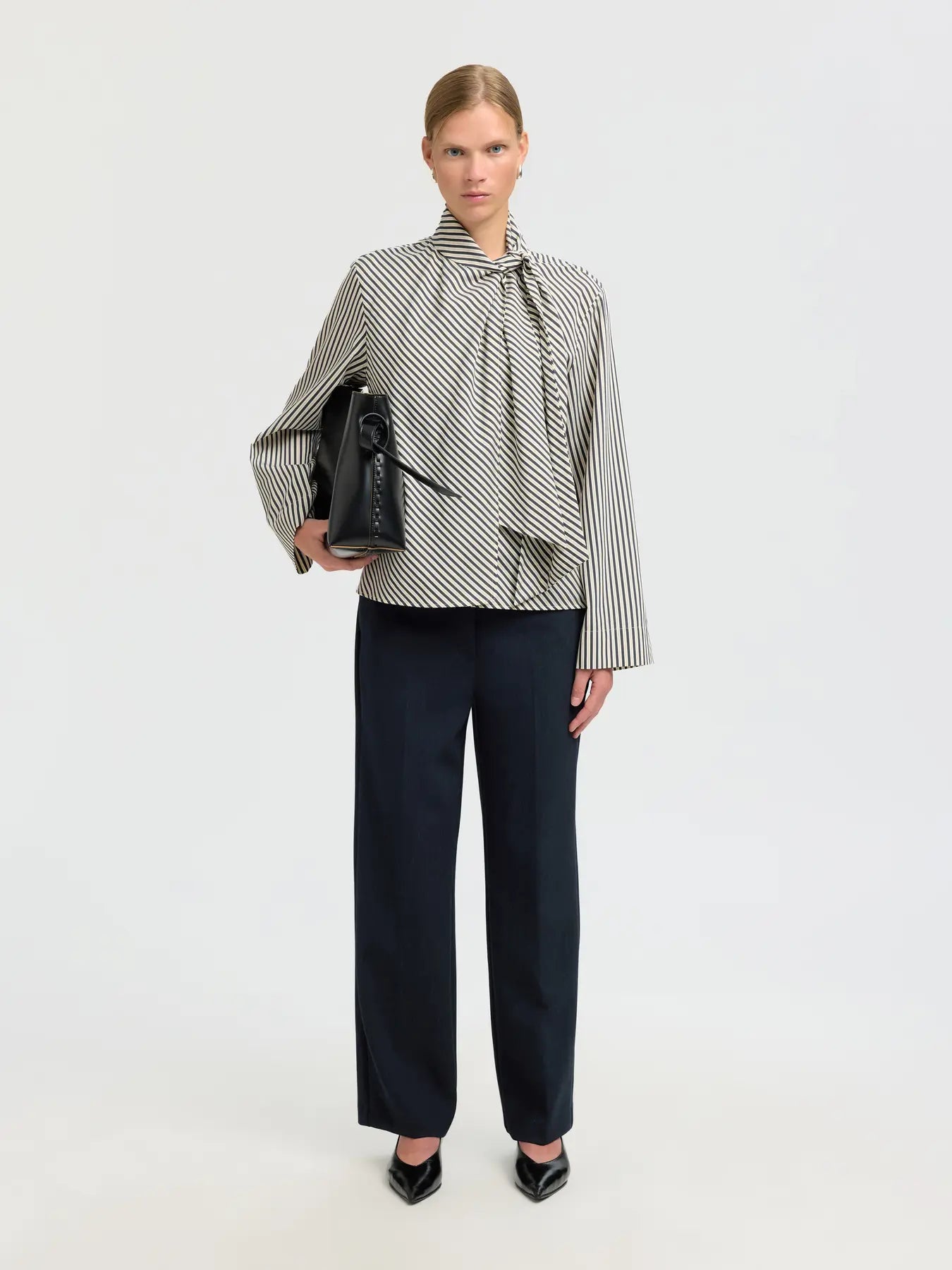 Slfcharlotte ls scarf top - angora stripe