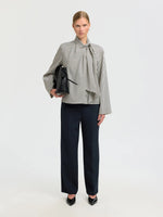 Slfcharlotte ls scarf top - angora stripe