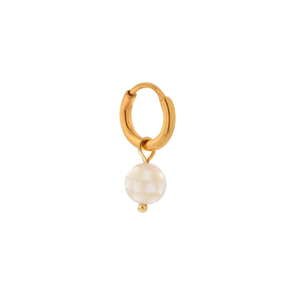 Single Mother of pearls hoop gold