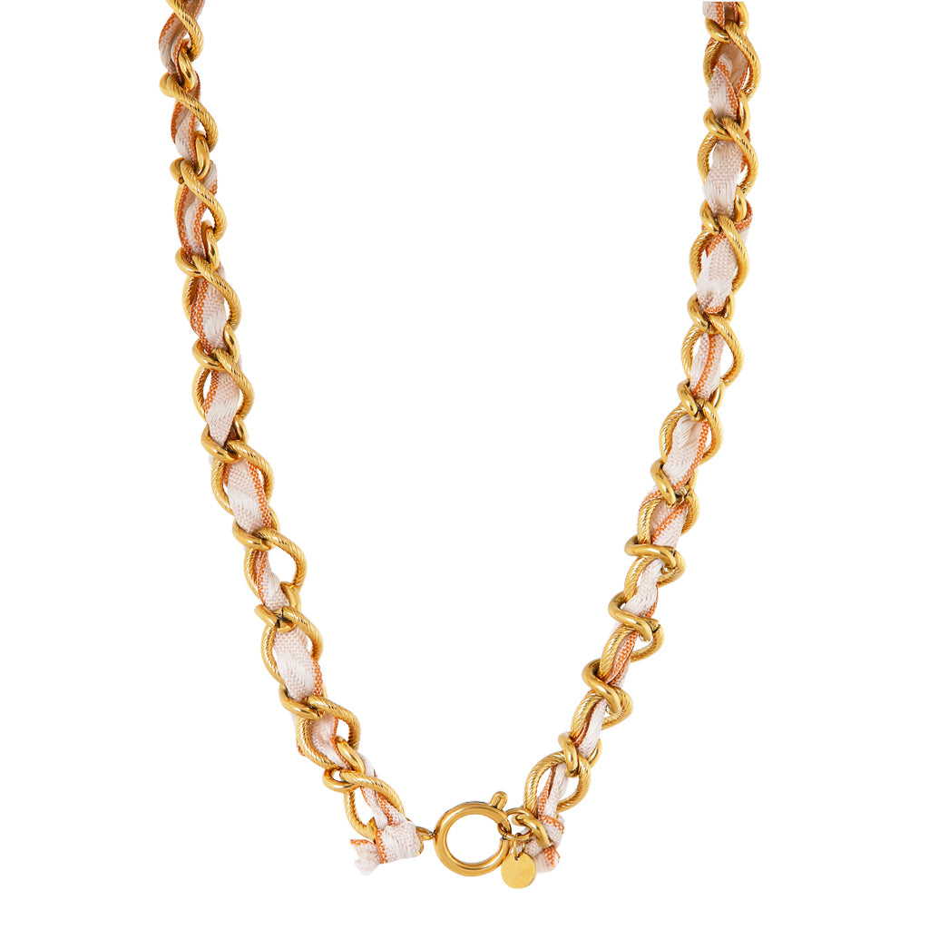 Summer knot beige necklace gold