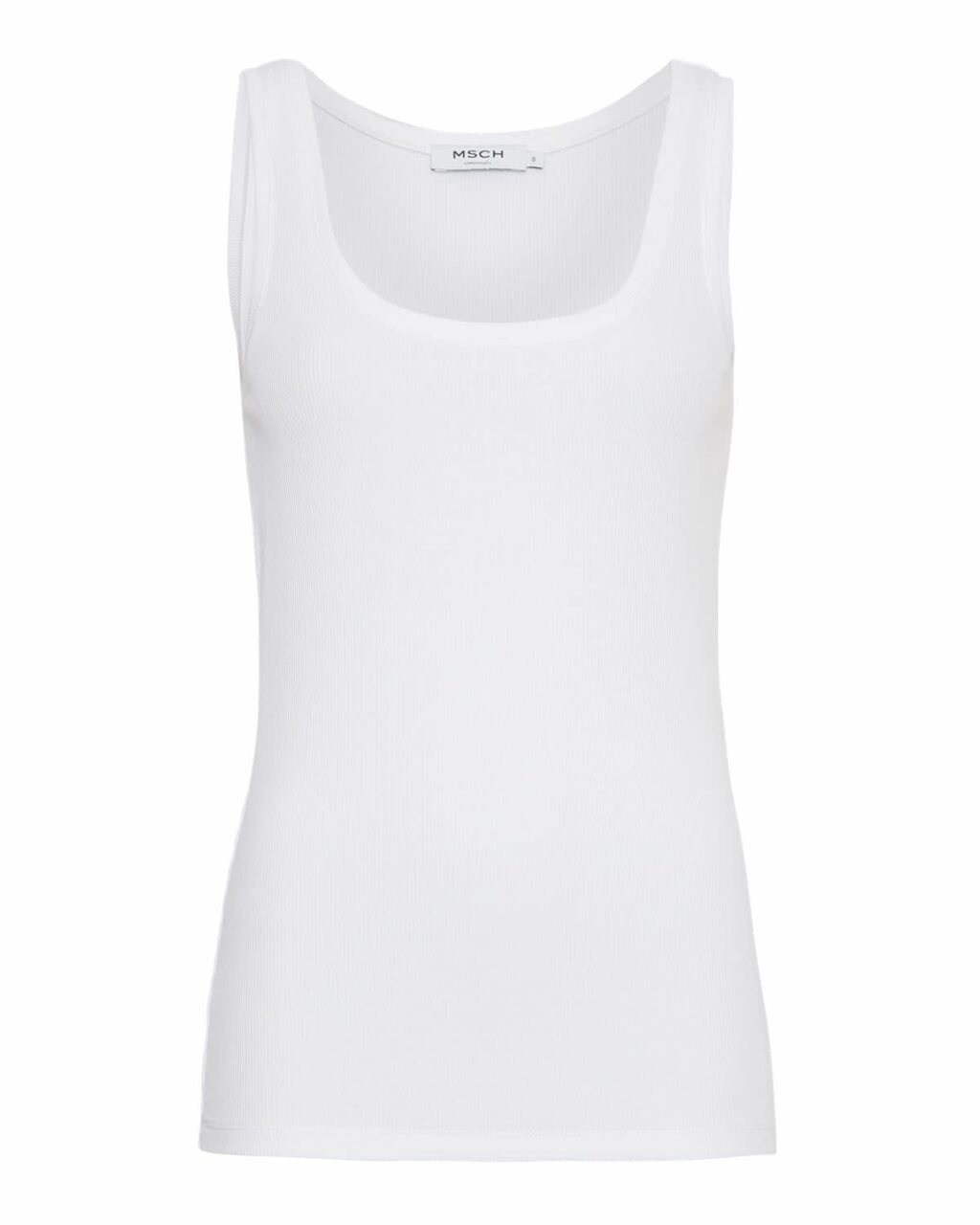 MSCHOlivie Rib SL Top  - WHITE