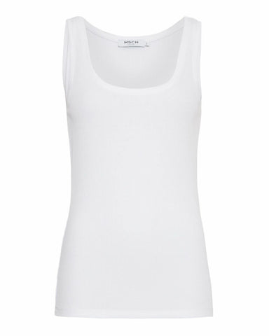 MSCHOlivie Rib SL Top  - WHITE