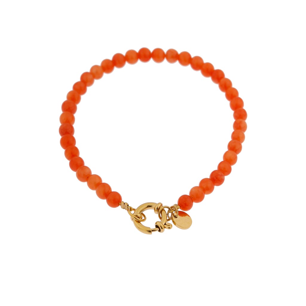 Orange beads bracelet gold