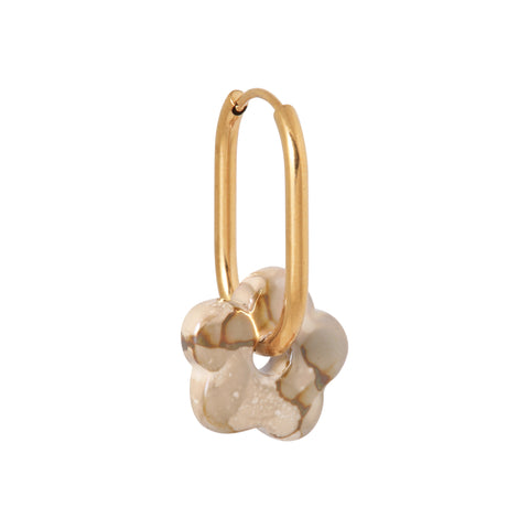Oval flower brown hoop gold