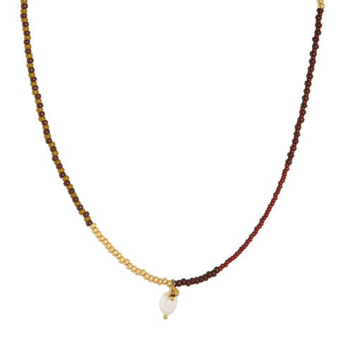 Oxblood short necklace gold