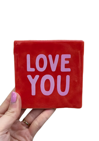Tegel - love you - rood/roze