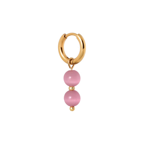 Pink cat eye hoop gold