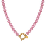 Pink snake necklace gold