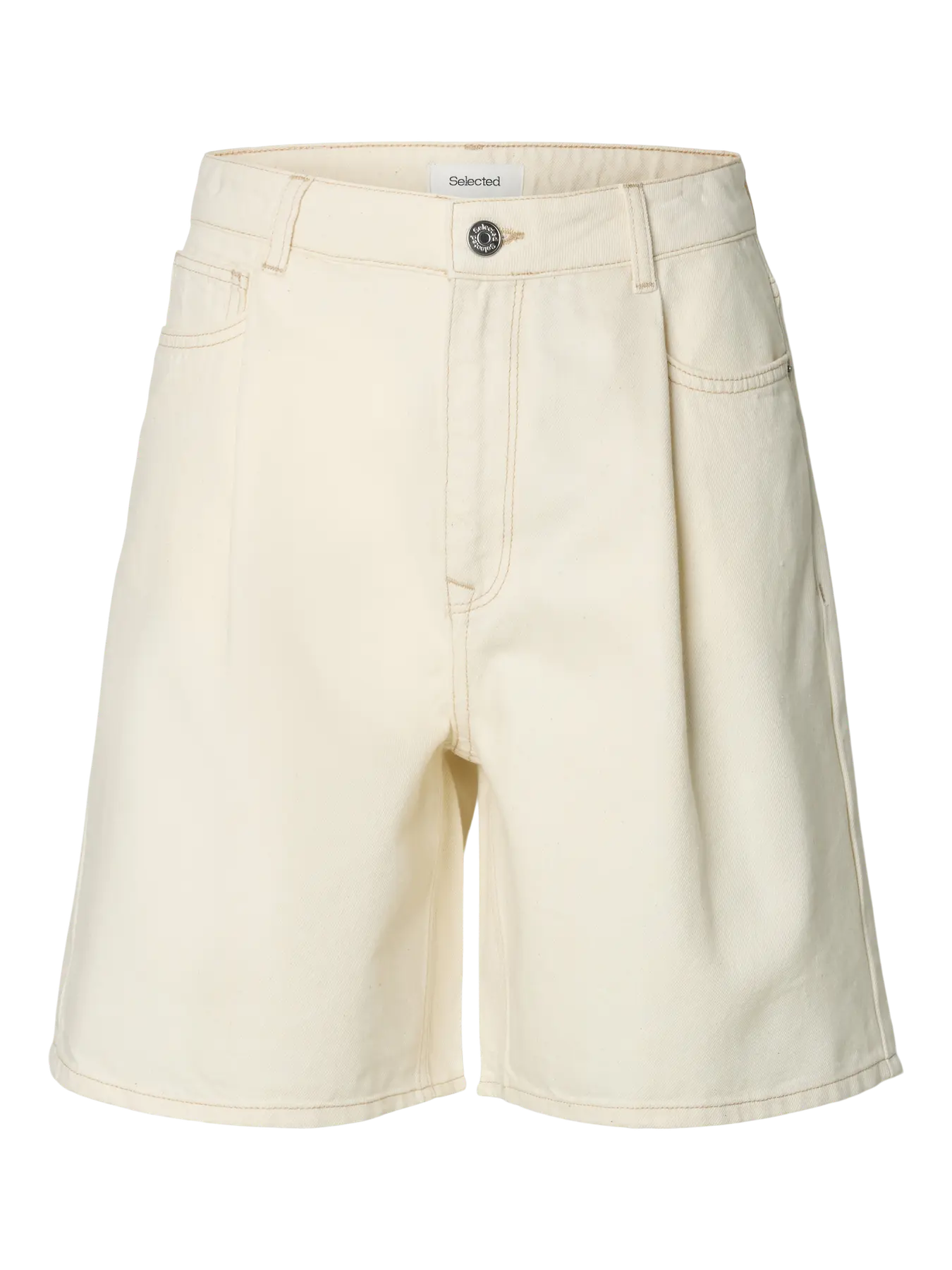 SLFwide denim short - Egret