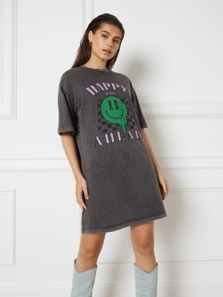 Oversized shirt dress Bella - antraciet