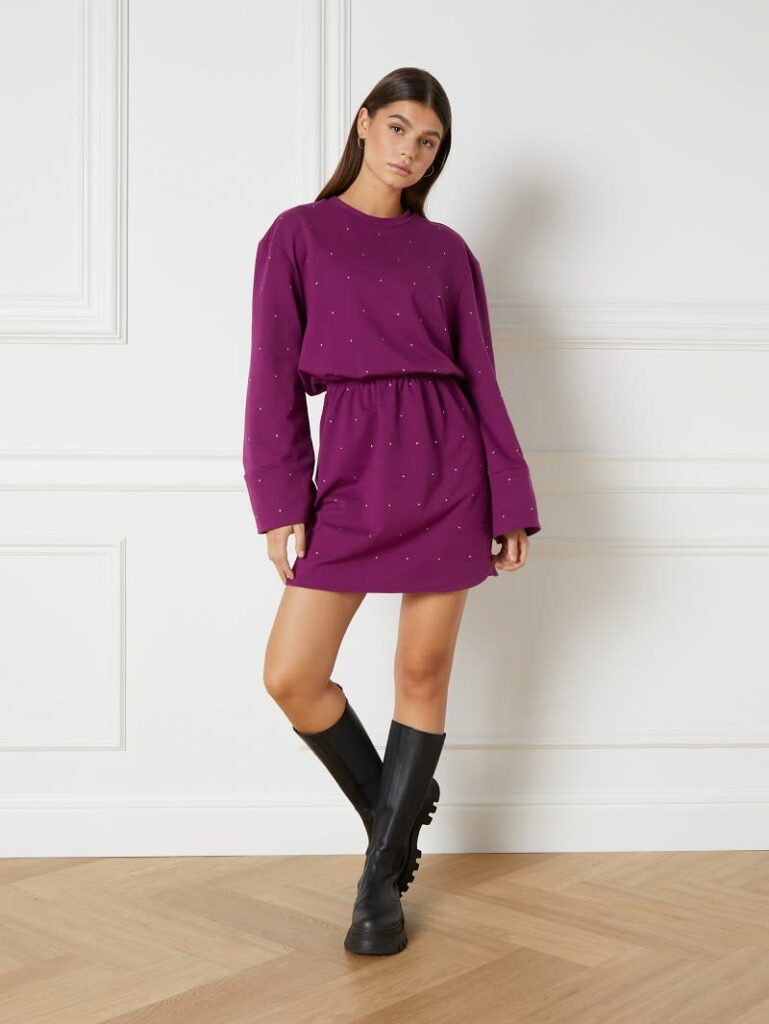 Knitted sweat dress Cheri - purple