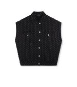 Ladies woven denim gilet black - Charlie