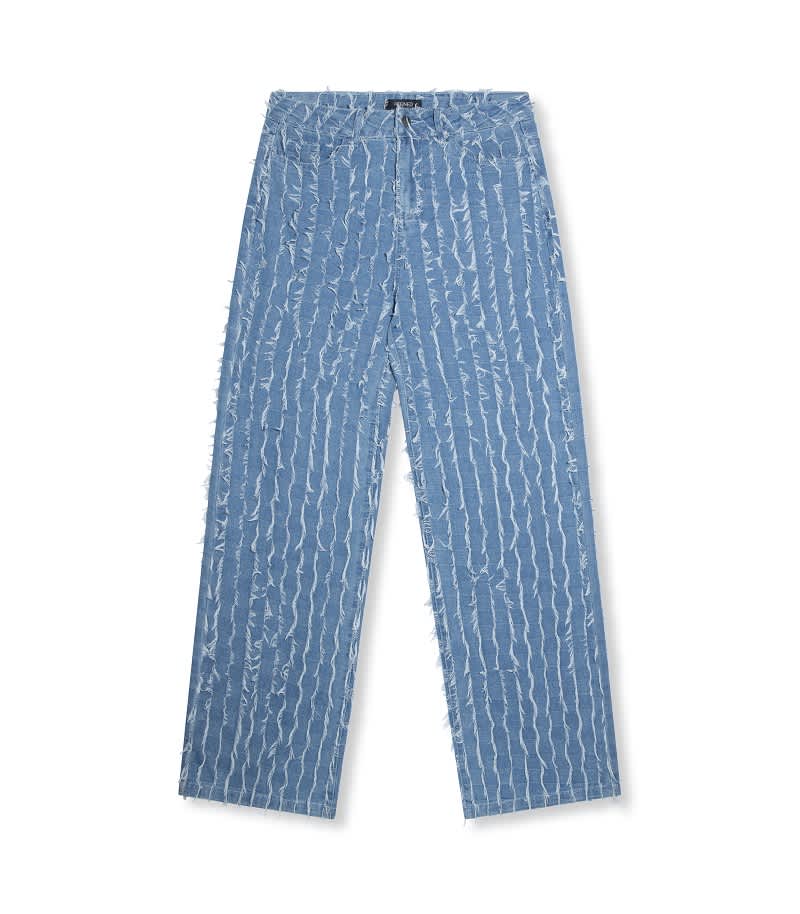 Structured denim pants Cherry - blue denim