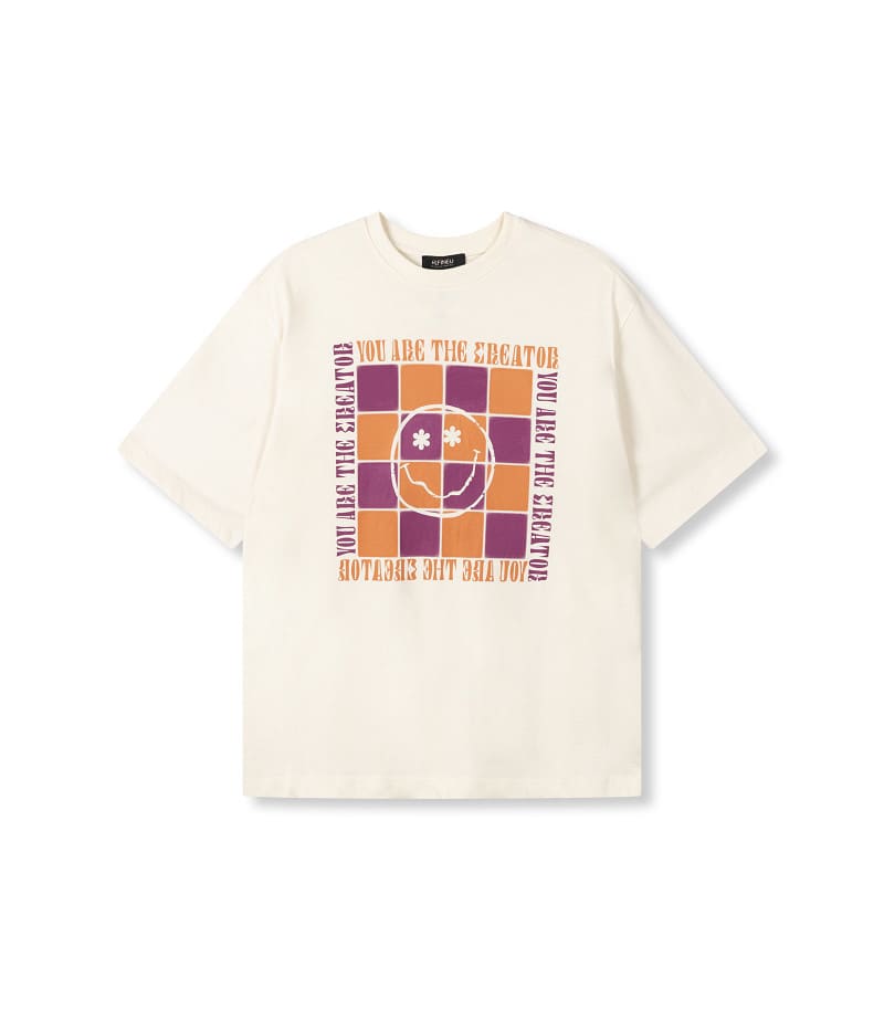 Oversized smiley t-shirt Maggy - vintage white