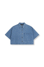 Pearl denim top ADELINE - Blue denim