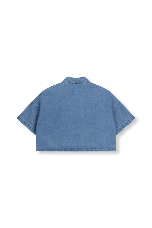 Pearl denim top ADELINE - Blue denim