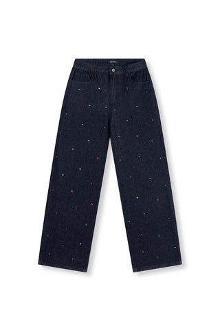 Studded denims pants PAYTON - Blue denim