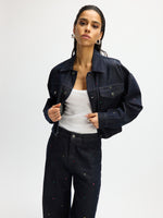 Studded denim jacket TRIXIE - Blue denim