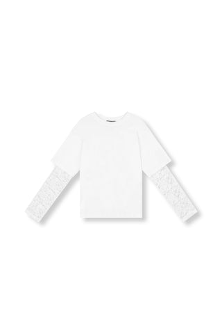T-Shirt lace sleeve TEDDY - White