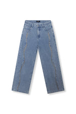 Pants PAYTON fringes - Light blue