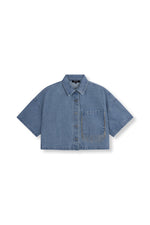 Fringe blouse ADELINE - light denim