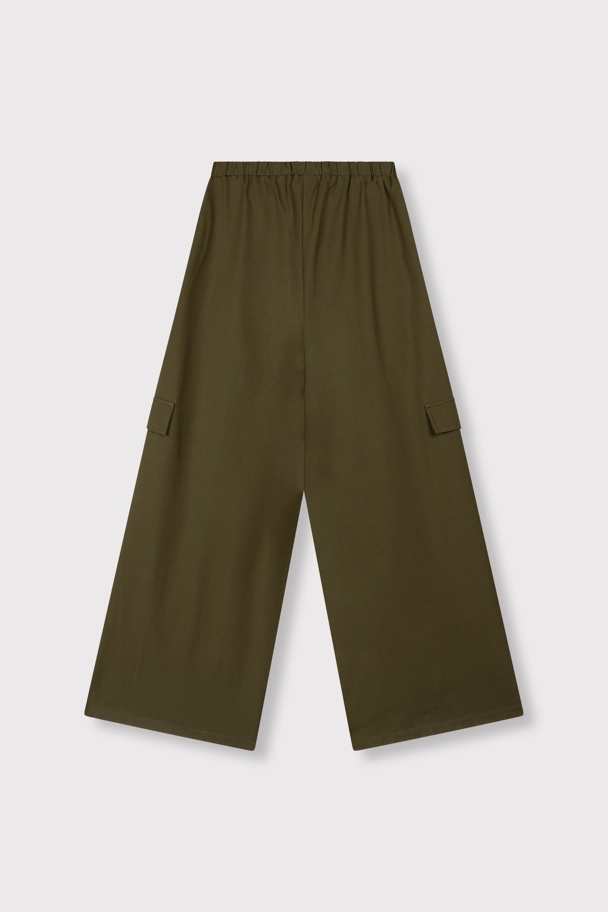 ladies woven wide leg cargo pants MILA - army