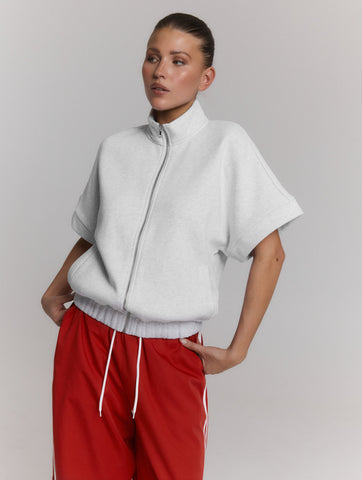 Short sleeve cardigan LEONA - grey melange