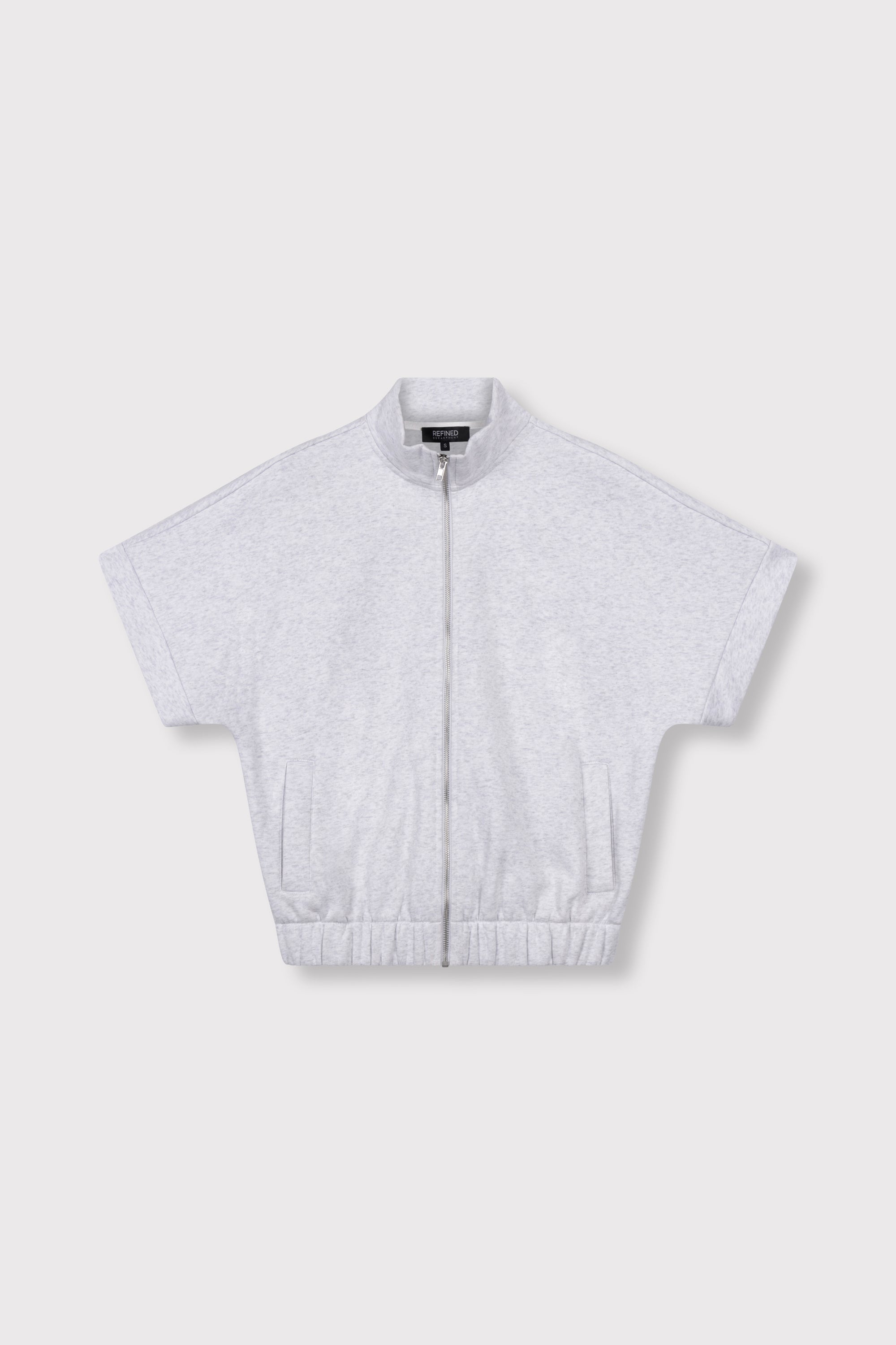 ladies knitted short sleeve cardigan LEONA - grey melange