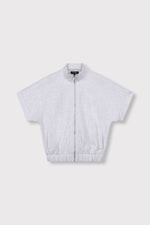 ladies knitted short sleeve cardigan LEONA - grey melange