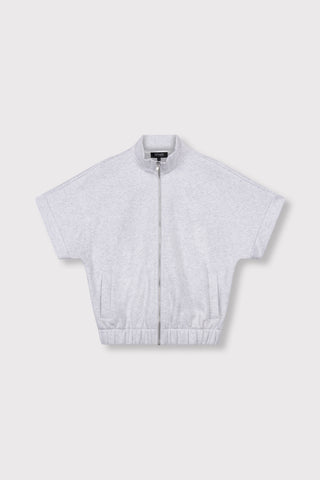 ladies knitted short sleeve cardigan LEONA - grey melange