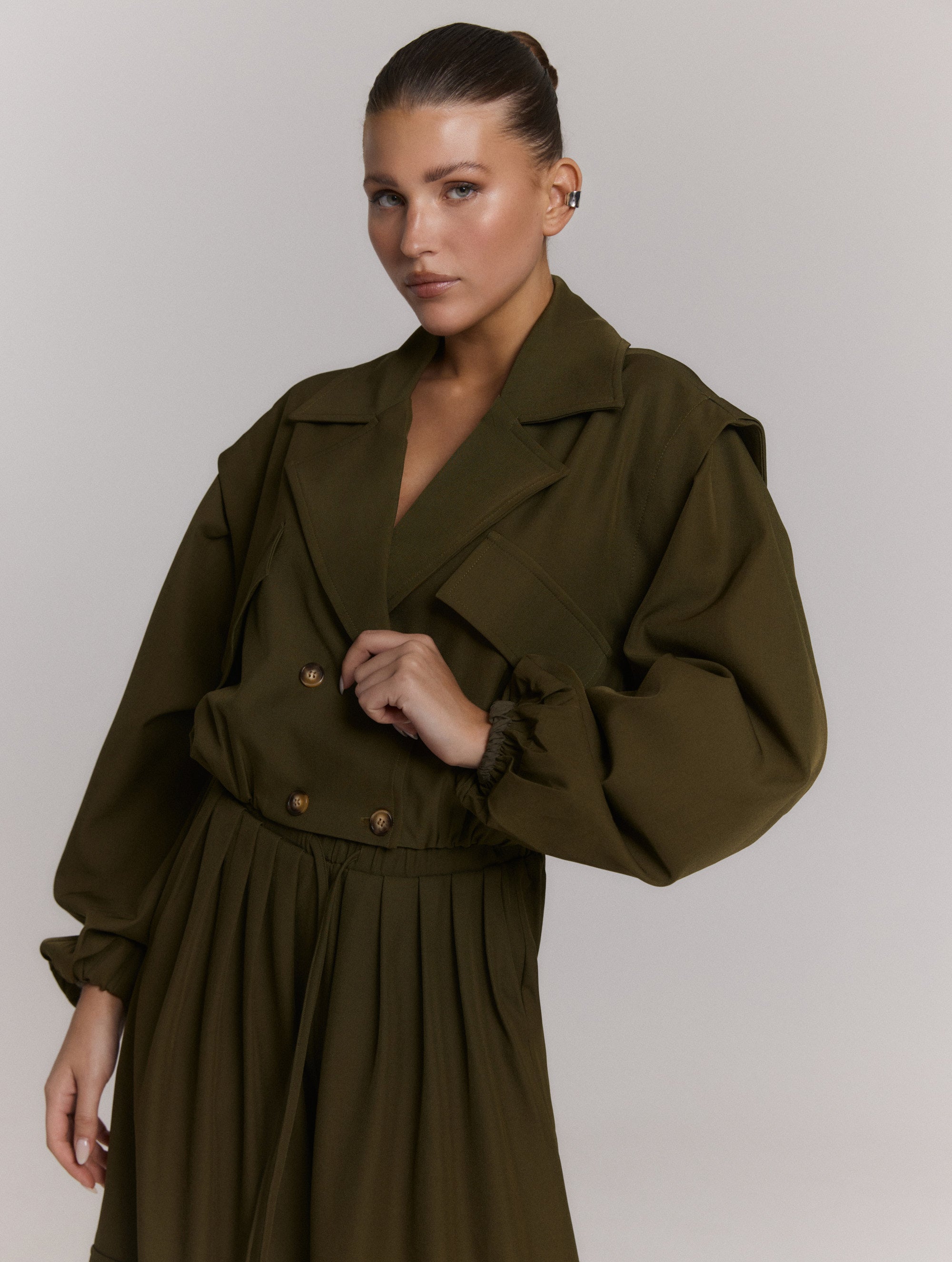ladies woven bomber trenchcoat LAYA - army