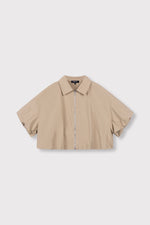 ladies woven cropped blouse zipper INAYA - sand