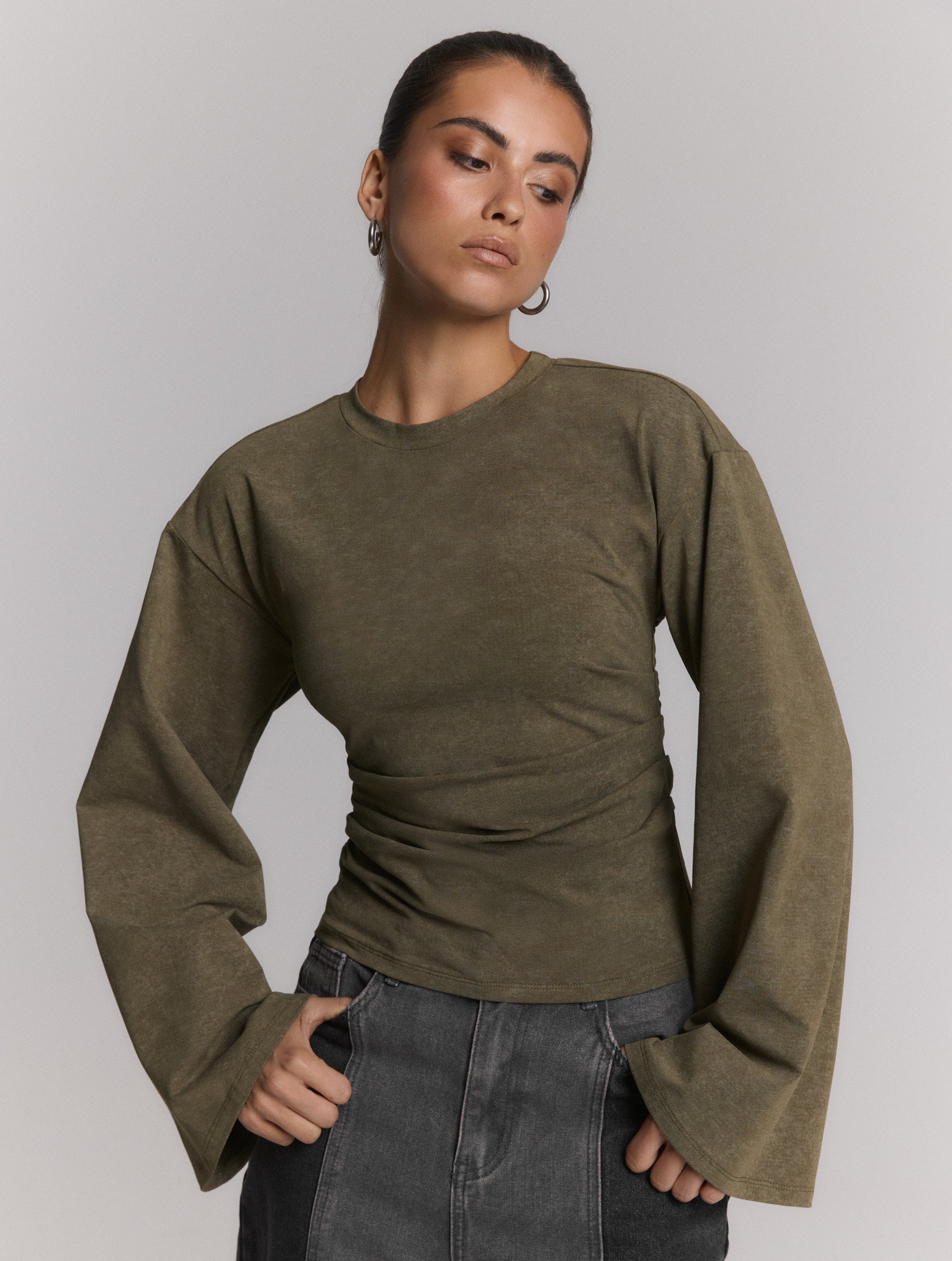 ladies knitted longsleeve CRUZ - army