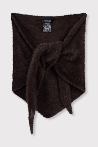 ladies knitted triangle scarf SAAR - choc brown