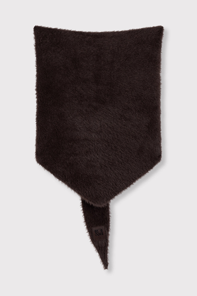 ladies knitted triangle scarf SAAR - choc brown