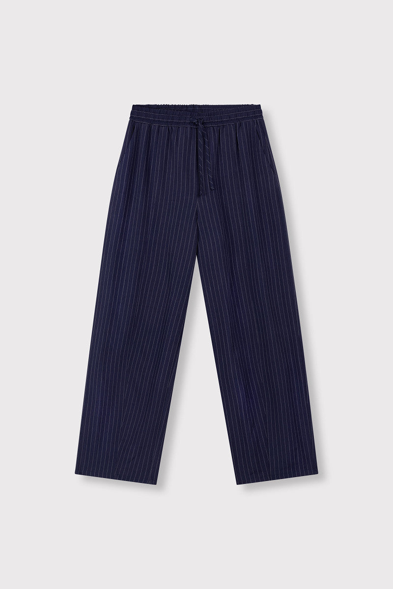 ladies woven pinstripe balloon pants JAMIE - navy