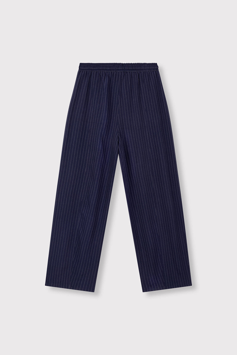 ladies woven pinstripe balloon pants JAMIE - navy